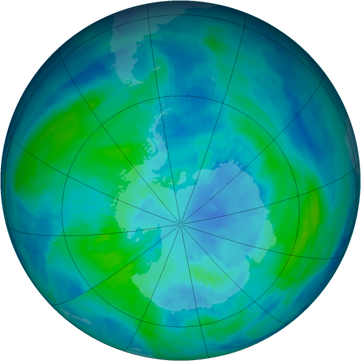 Antarctic ozone map for 27 March 1997